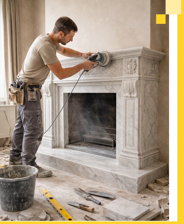 Изготовление и установка мраморных каминов в Гатчине под ключ