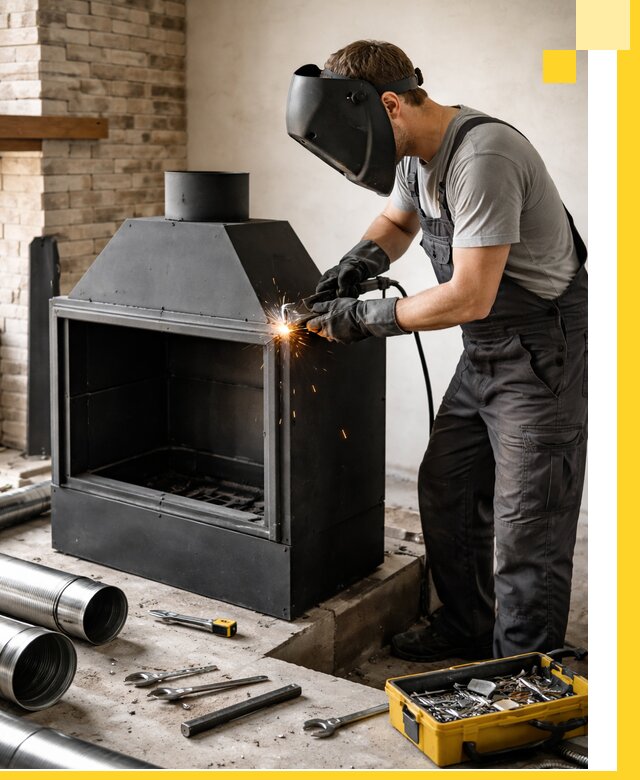 Продажа и установка металлических каминов в Гатчине под ключ