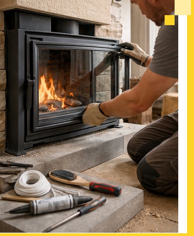 Производство, монтаж и доставка каминов со стеклом в Гатчине