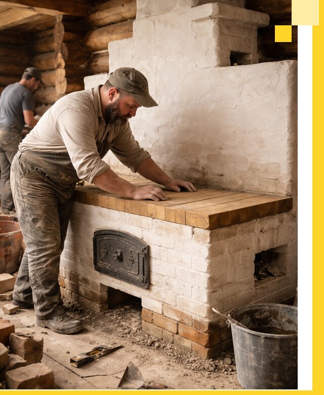 Проектирование и установка русской печи с лежанкой в Гатчине