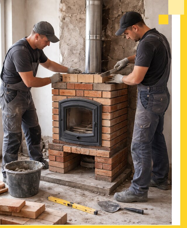 Монтаж печи камина под ключ в Гатчине с гарантией и пусконаладкой