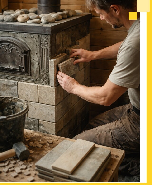 Облицовка банных печей в Гатчине профессиональная отделка