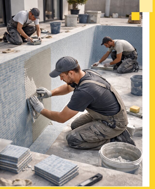 Облицовка бассейнов в Гатчине плитка мозаика гидроизоляция