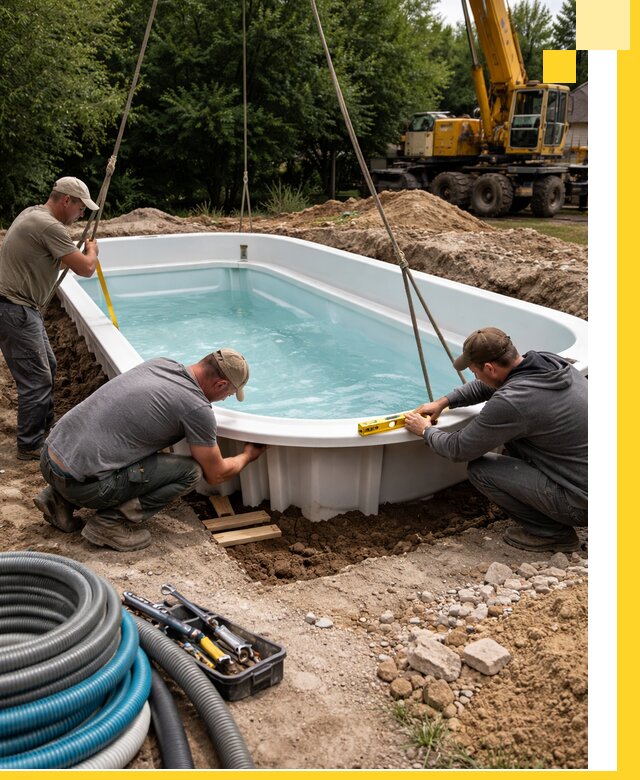 Установка и монтаж композитных бассейнов под ключ в Гатчине