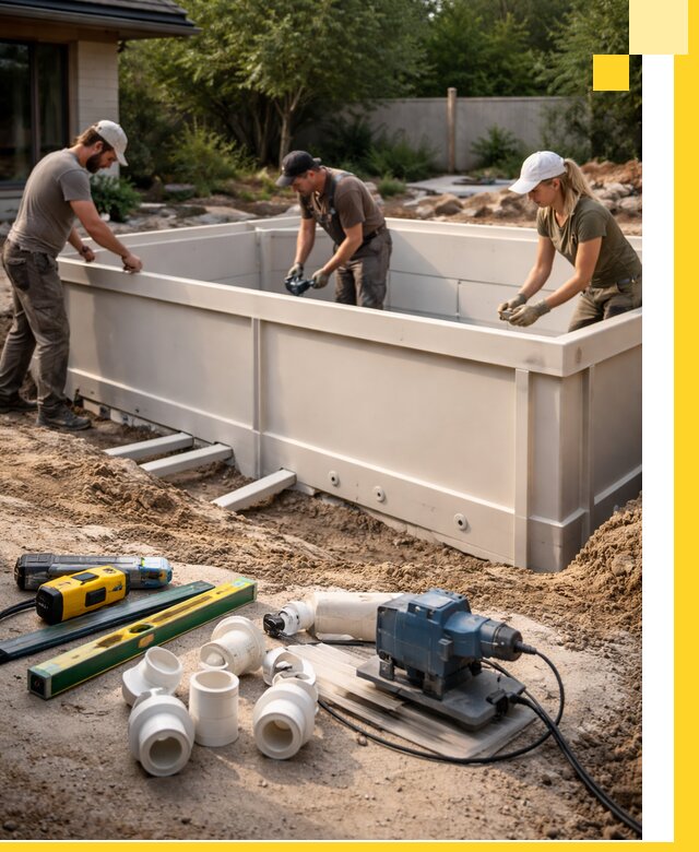 Установка полипропиленовых бассейнов под ключ в Гатчине