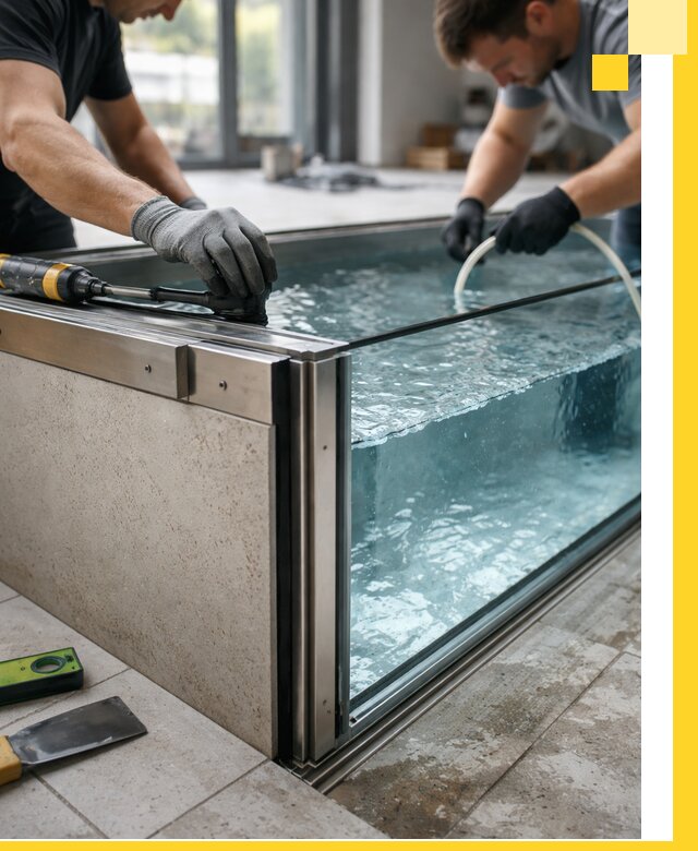 Проектирование и монтаж стеклянных бассейнов в Гатчине