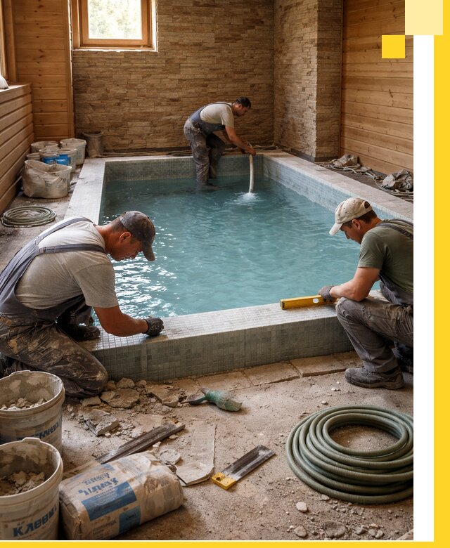 Проектирование и строительство бассейнов для бани в Гатчине