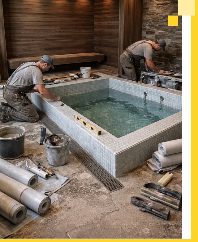 Установка и строительство бассейнов для сауны в Гатчине