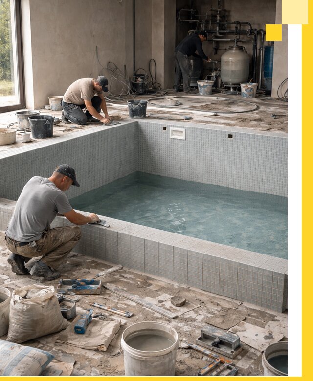 Строительство и монтаж бассейнов в помещении в Гатчине