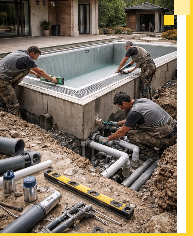 Строительство переливных бассейнов в Гатчине под ключ