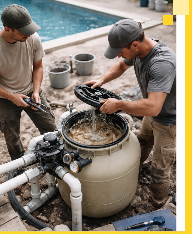 Установка и обслуживание песочных фильтров для бассейнов в Гатчине