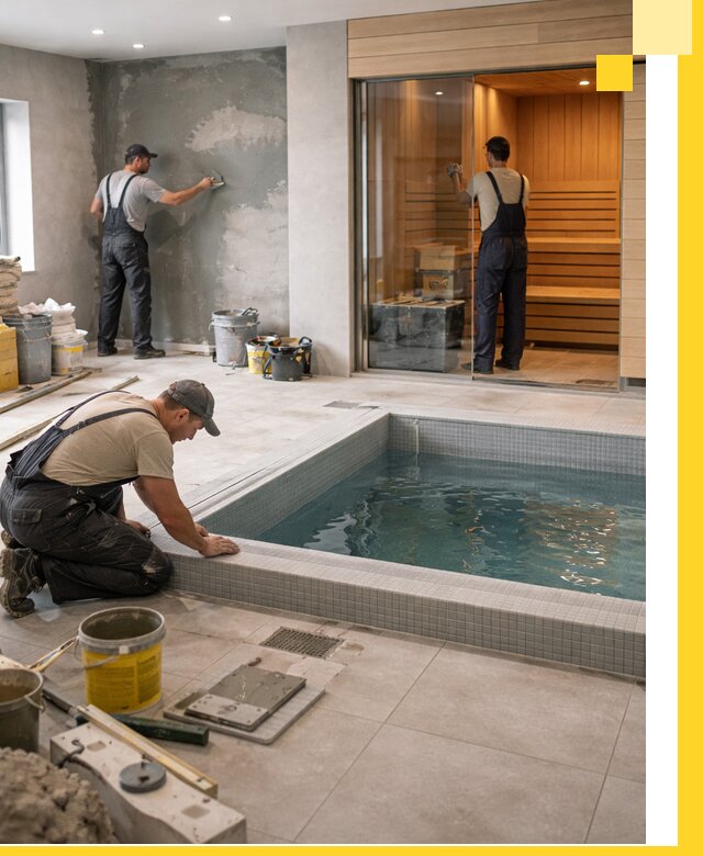 Проектирование и строительство сауны с бассейном в Гатчине