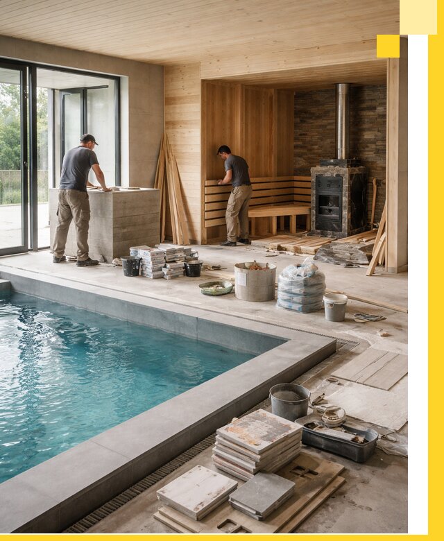 Проектирование и строительство бань с бассейном в Гатчине