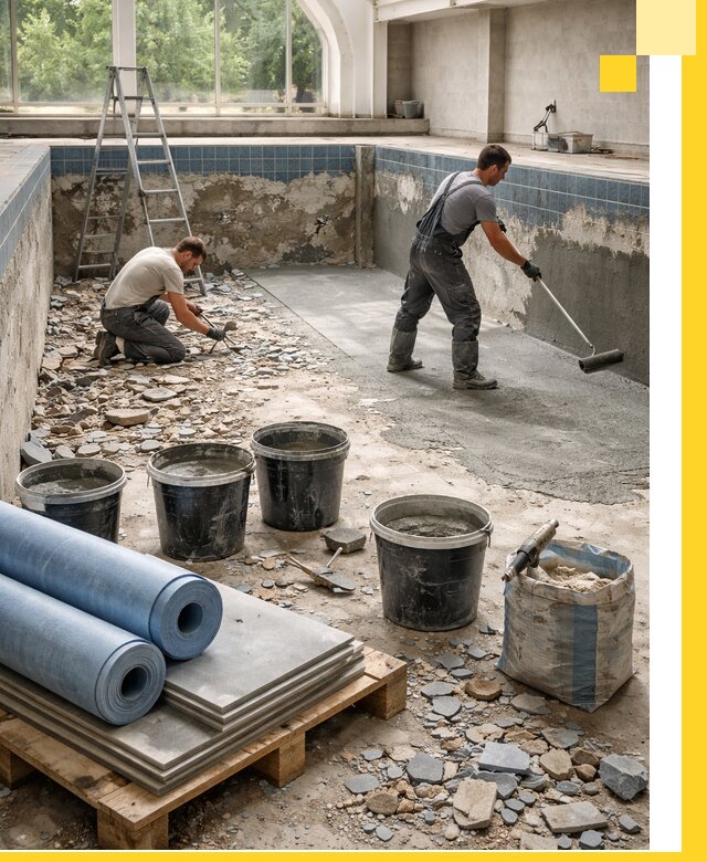 Реконструкция бассейнов в Гатчине: ремонт, гидроизоляция