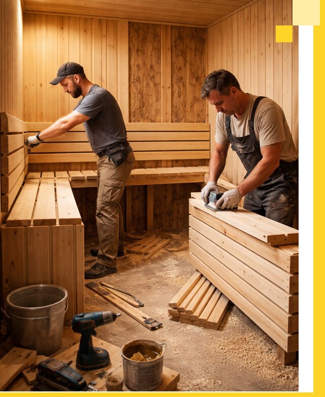 Профессиональный комплексный ремонт саун под ключ в Гатчине