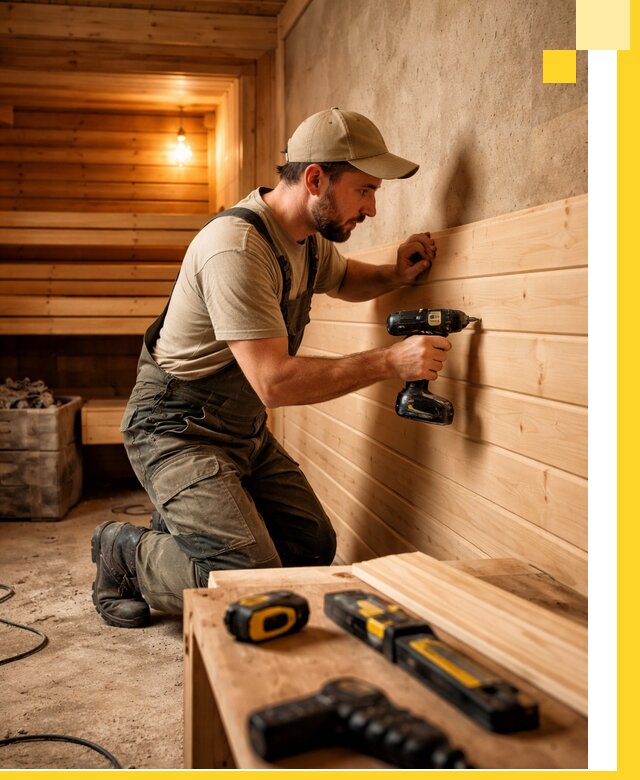 Профессиональная внутренняя отделка бани в Гатчине под ключ