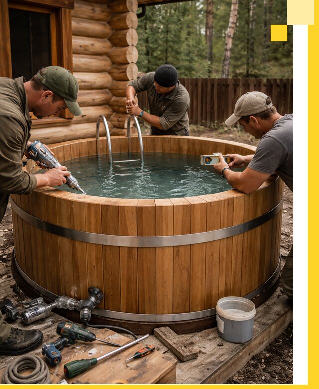 Строительство бань с купелью под ключ и отделкой в Гатчине