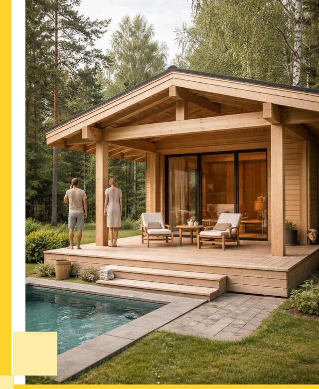 Бани с террасой под ключ в Гатчине от 616560 р. | ЭриданГтч