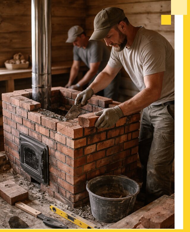 Кирпичные печи для бани под ключ в Гатчине, проект и монтаж