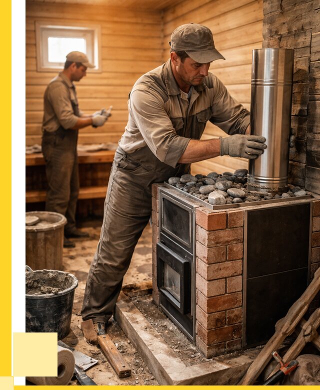 Монтаж печи в бане под ключ в Гатчине от 20552 р. | ЭриданГтч