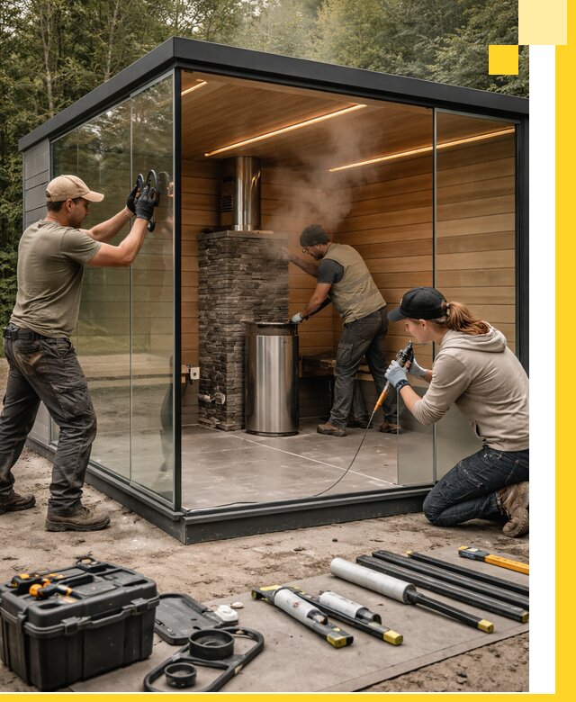 Проектирование и строительство стеклянных бань в Гатчине