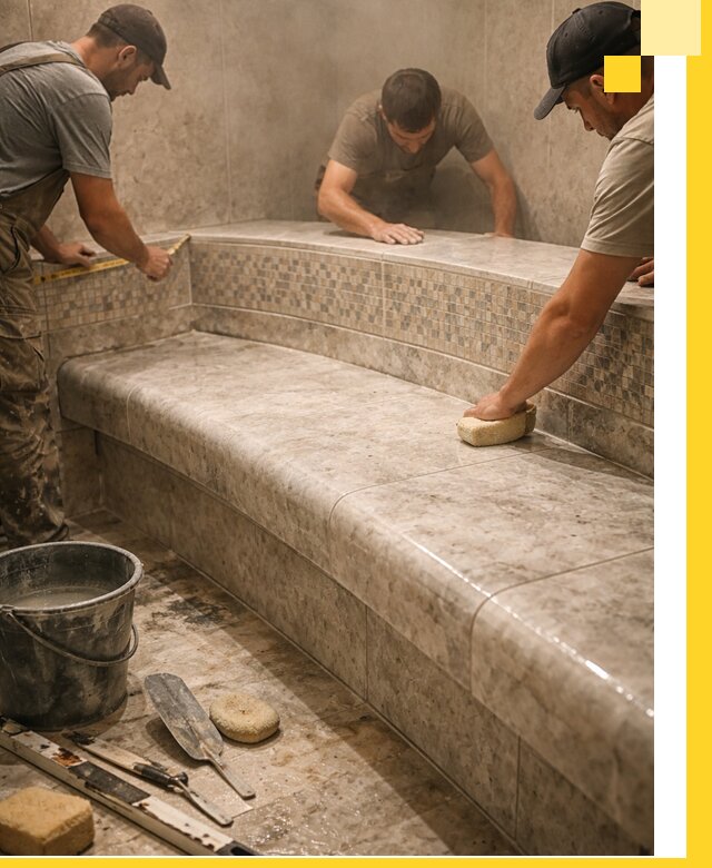 Изготовление и установка сидений для хамама в Гатчине