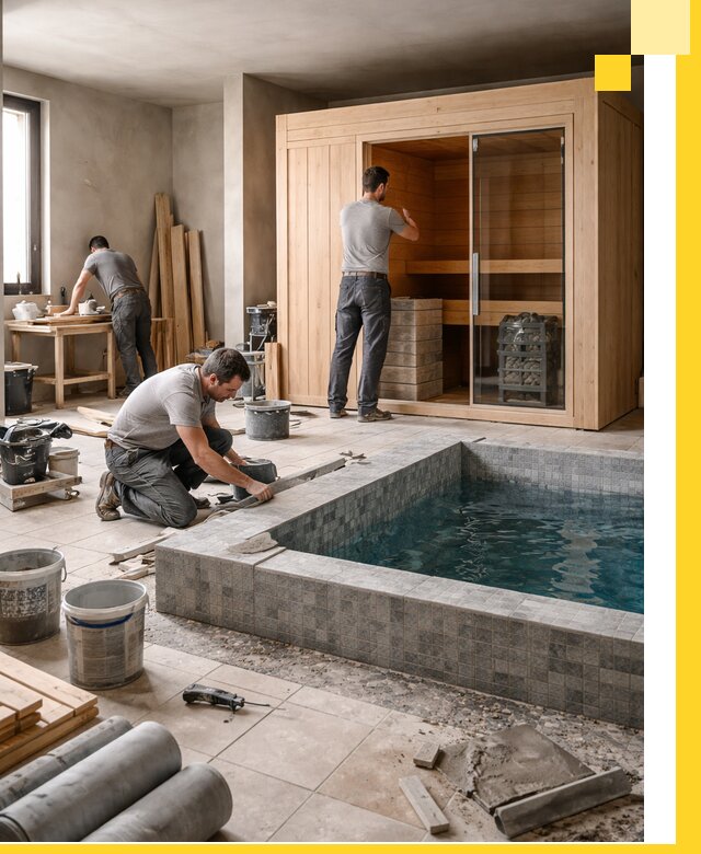 SPA зоны под ключ с бассейном сауной и печью в Гатчине